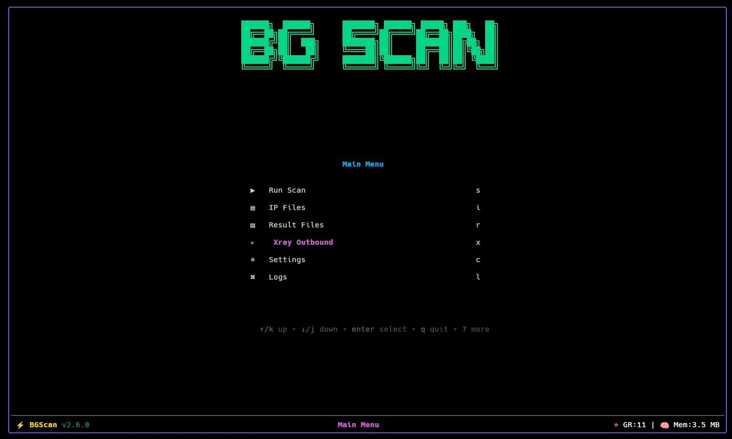 bgscan outbound menu