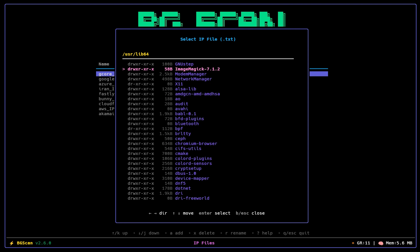 bgscan select iplist